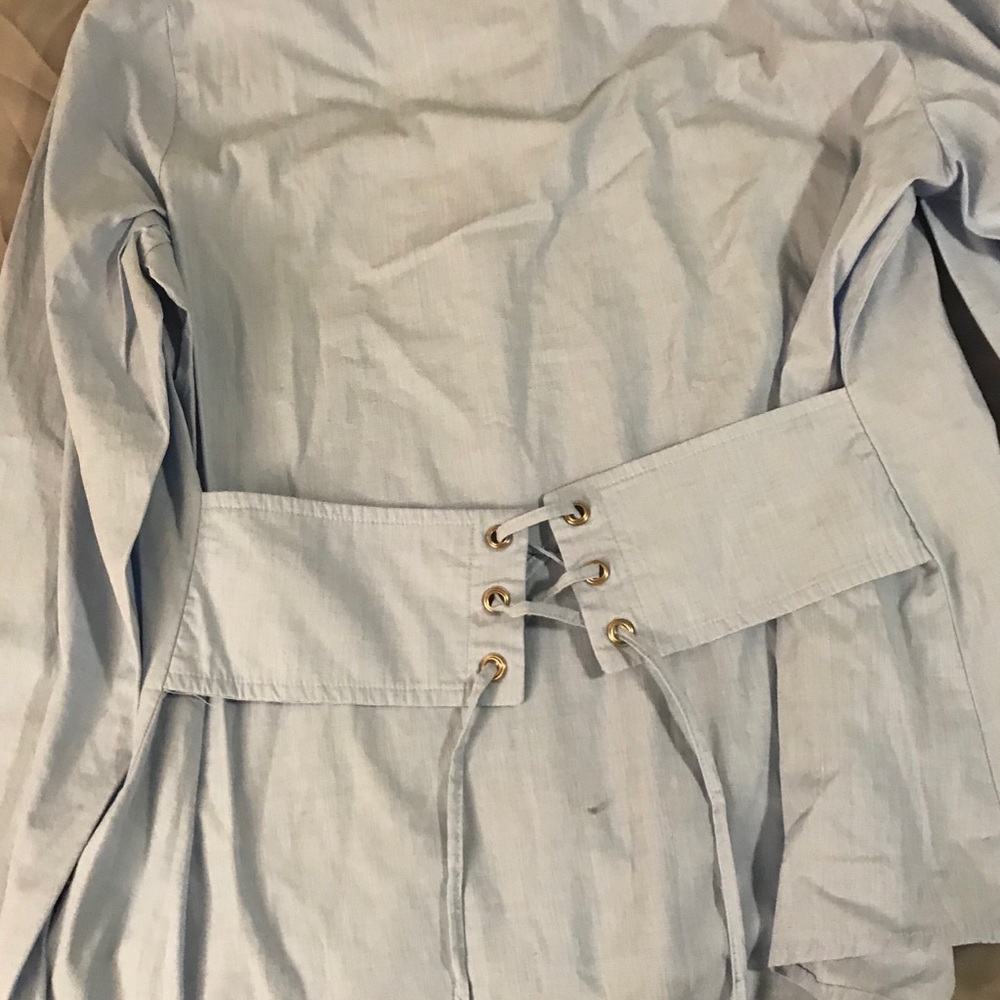💥A New Day Blue Fitted Blouse w Lace-Up Bk Corset - Picture 3 of 5